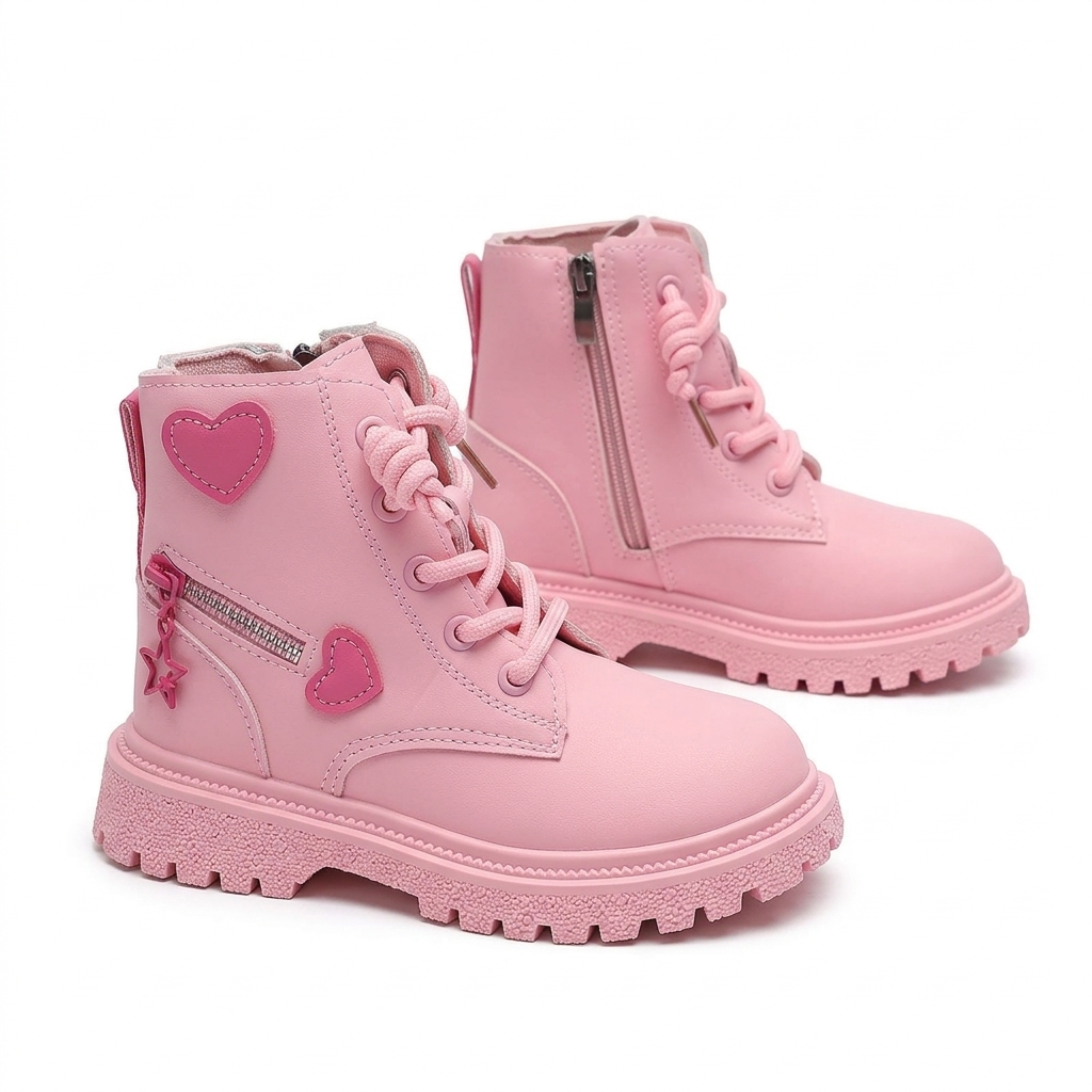 botas de invierno para niña con diseño de corazones