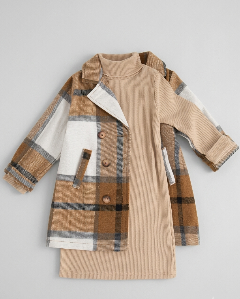 Conjunto Niña Cuadros Vestido Invierno,Elegante