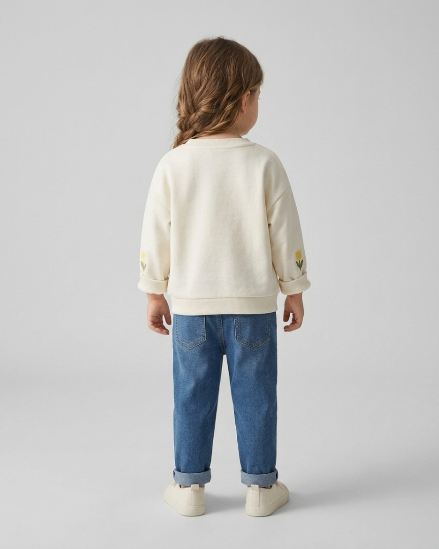 Conjunto niña 2 piezas con bordado de flores 3D otoño invierno,destacada para looks elegantes y sencillos en España