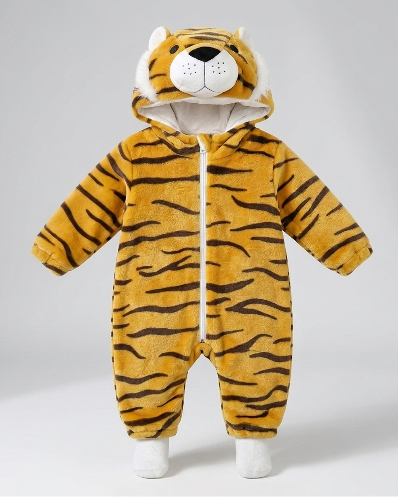 Mono de invierno bebé niño con capucha de animal – pijama infantil de felpa suave en España