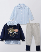 Conjunto niña 3 piezas ropa infantil: suéter bordado, camiseta a rayas  en España