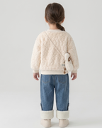 Conjunto niña invierno 2 piezas sudadera felpa y pantalón vaquero acolchado,Ideal para clima otoñal y principios de invierno en España