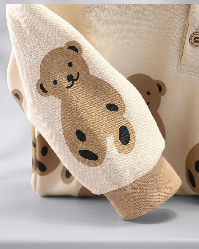 Conjunto 2 piezas bebé niño invierno con estampado de dibujos animados y ositos outfit bebé 