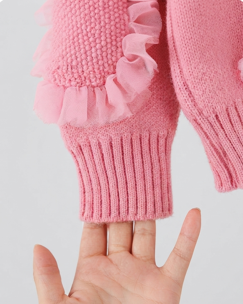 Jersey de Punto para Niña con Elegantes Volantes