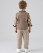 Conjunto bebé niño 3 piezas invierno: suéter lana, camisa cuadros y pantalón elástico en España