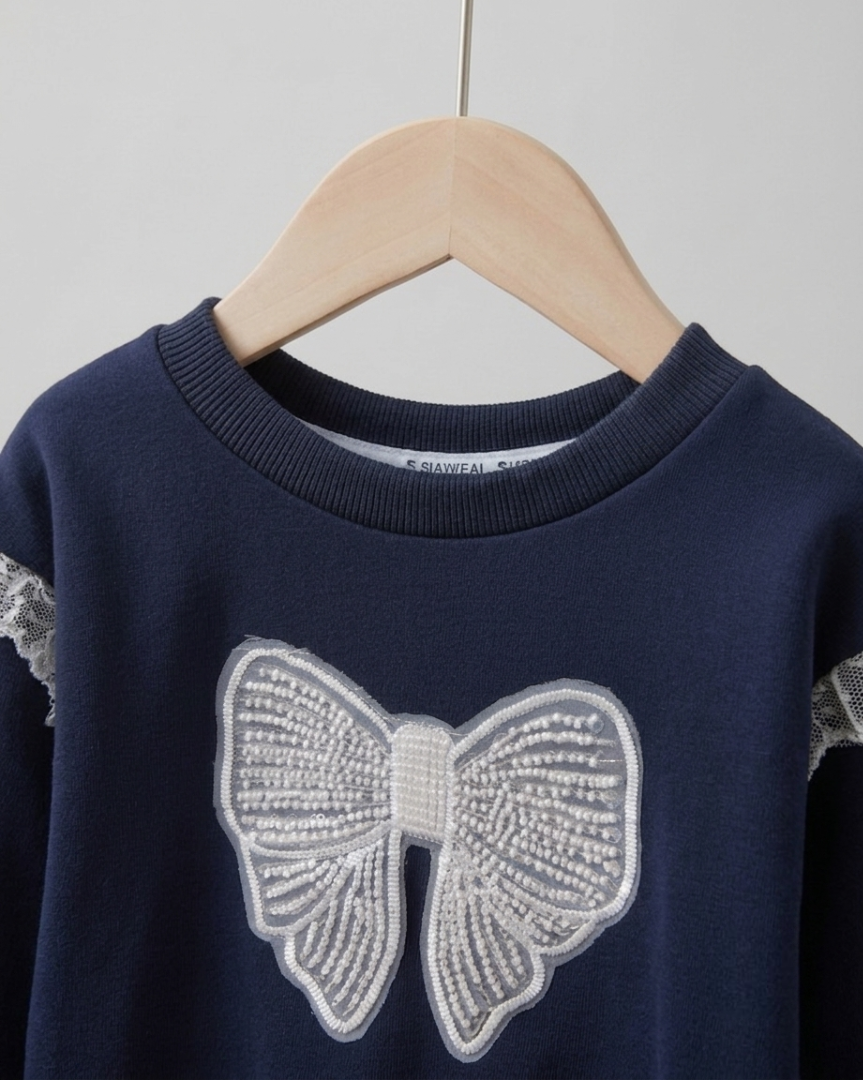 Conjunto niña invierno 2 piezas sudadera con lazo y falda pantalón elegante ropa niña,Ideal para primavera y para clima otoñal en España