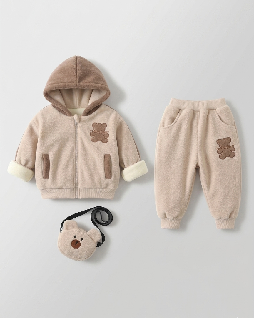 Conjunto bebé niño invierno 3 piezas: chaqueta, pantalón y bolso de oso , perfecto para los niños en España