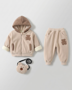 Conjunto bebé niño invierno 3 piezas: chaqueta, pantalón y bolso de oso , perfecto para los niños en España