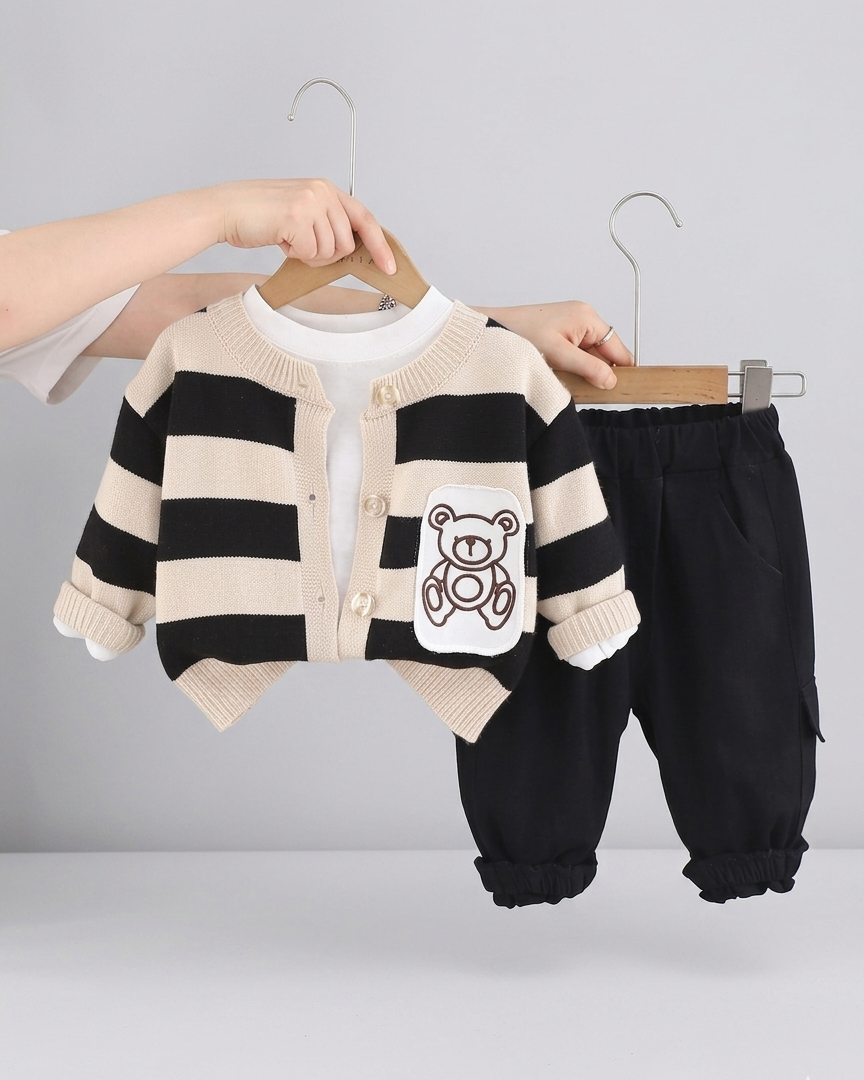 Conjunto infantil 3 piezas bebé y niño: suéter de punto, camiseta de algodón y pantalón cómodo  ropa bebé y ropa infantil invierno en España