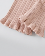 Conjunto niña invierno 2 piezas ropa niña: blusa tejida con flores y pantalón tejido acanalado en España