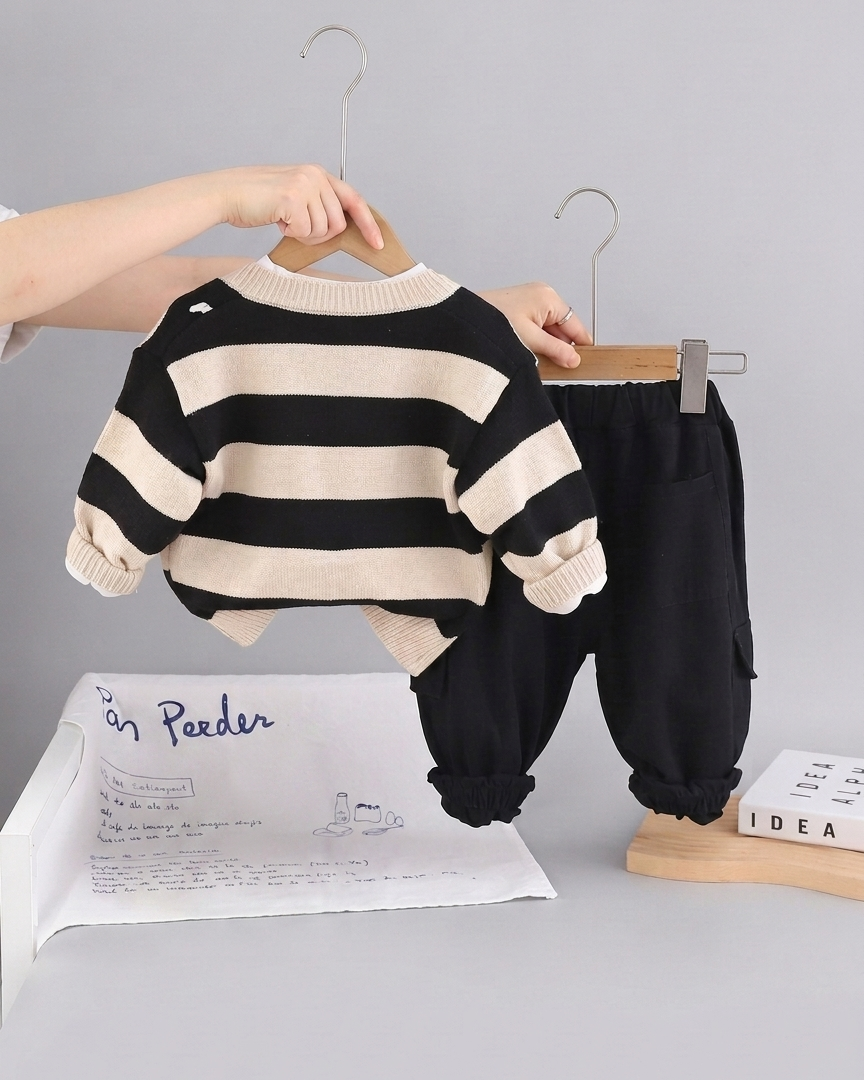 Conjunto infantil 3 piezas bebé y niño: suéter de punto, camiseta de algodón y pantalón cómodo  ropa bebé y ropa infantil invierno en España
