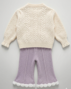 conjunto niña invierno 2 piezas con bordado de corazón y tejido cálido