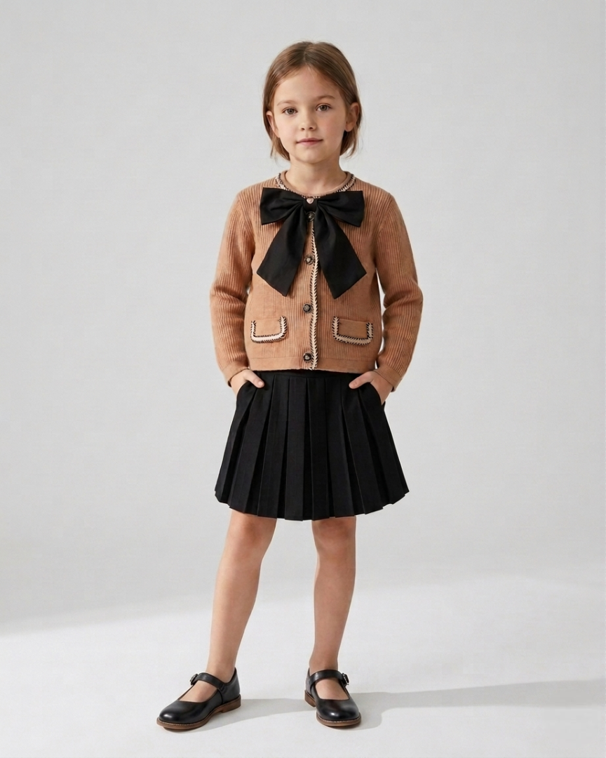 Conjunto niña 2 piezas con lazo grande elegante otoño invierno  es perfecto para ocasiones especiales, en España