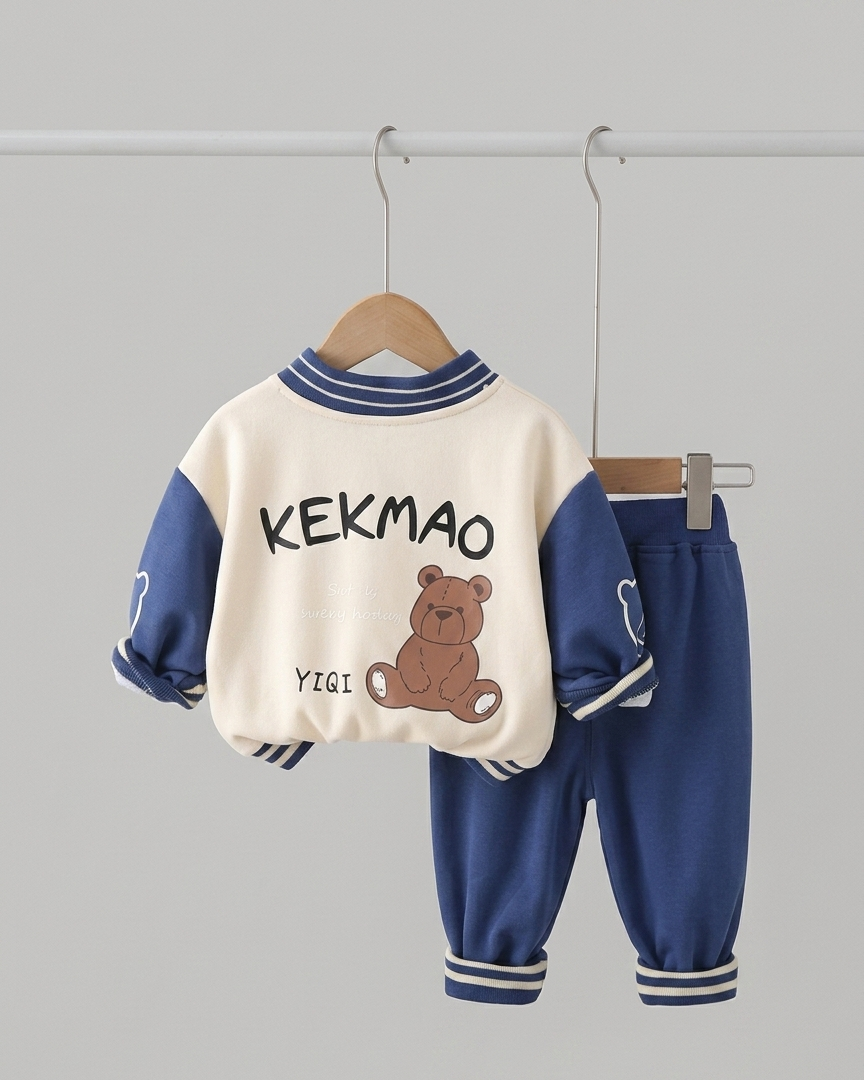 Conjunto niño invierno 3 piezas con chaqueta varsity, camiseta interior y pantalón largo,ropa infantil invierno en España