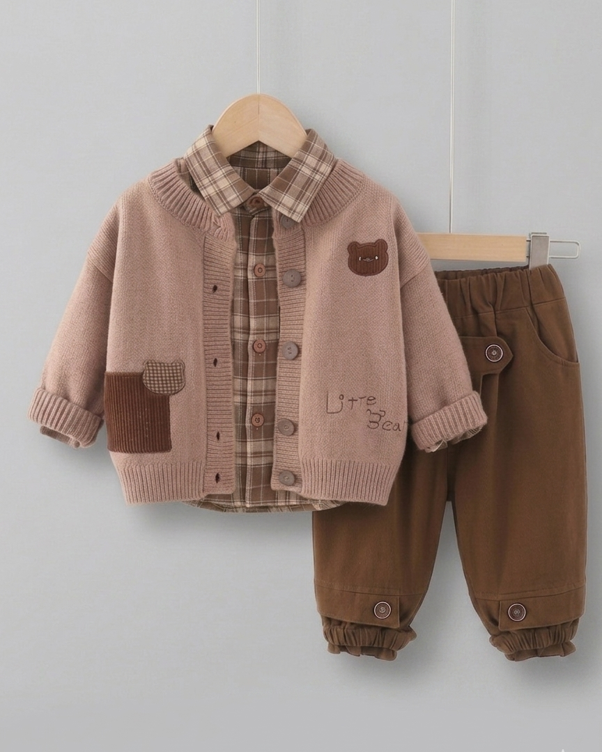 Conjunto niño invierno 3 piezas cálido (camisa, suéter de punto y pantalón) ropa infantil otoño invierno en España