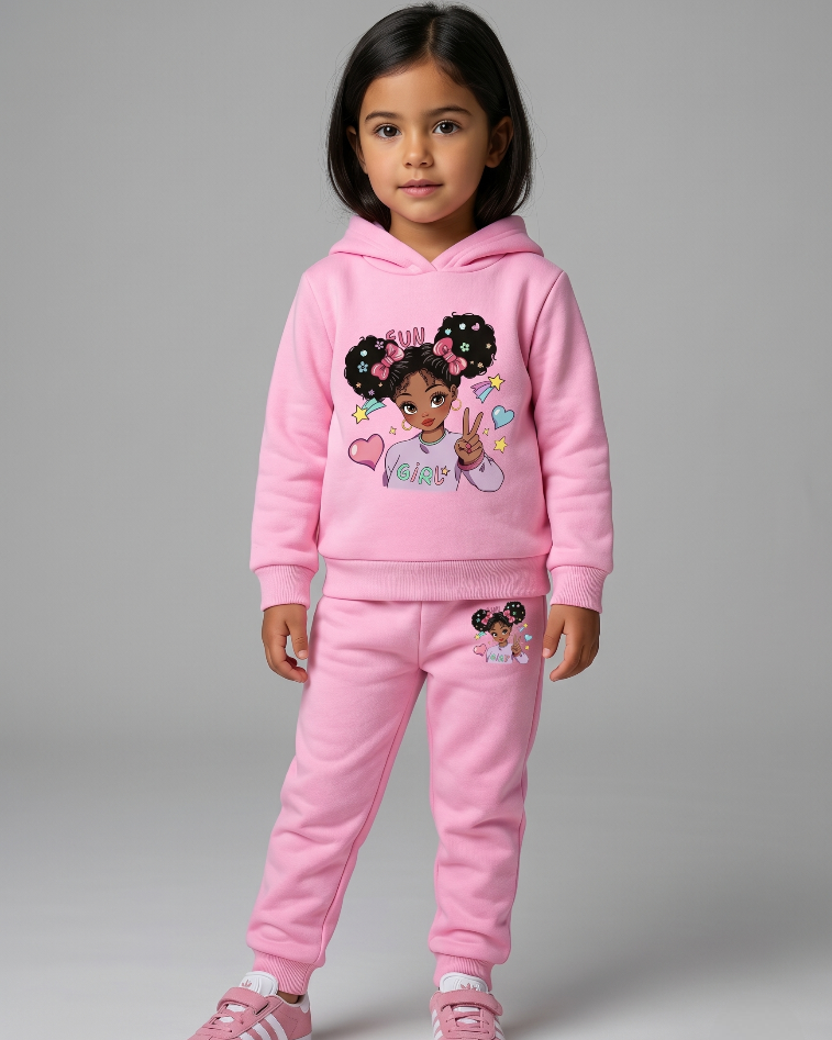 Conjunto niña 2 piezas sudadera con capucha y pantalón deportivo a juego para ropa niña en España