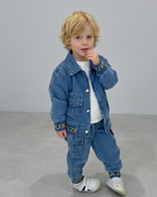 Conjunto denim niño 3 piezas chaqueta vaquera, camiseta y pantalón