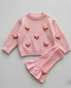 Conjunto niña invierno punto 2 piezas suéter y pantalón con volantes en España