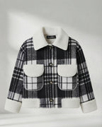 Chaqueta Infantil de Cuadros con Cuello de Borreguito Estilo Cozy & Chic
