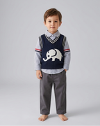 Conjunto niño elegante 3 piezas con chaleco y pantalón elefante en España