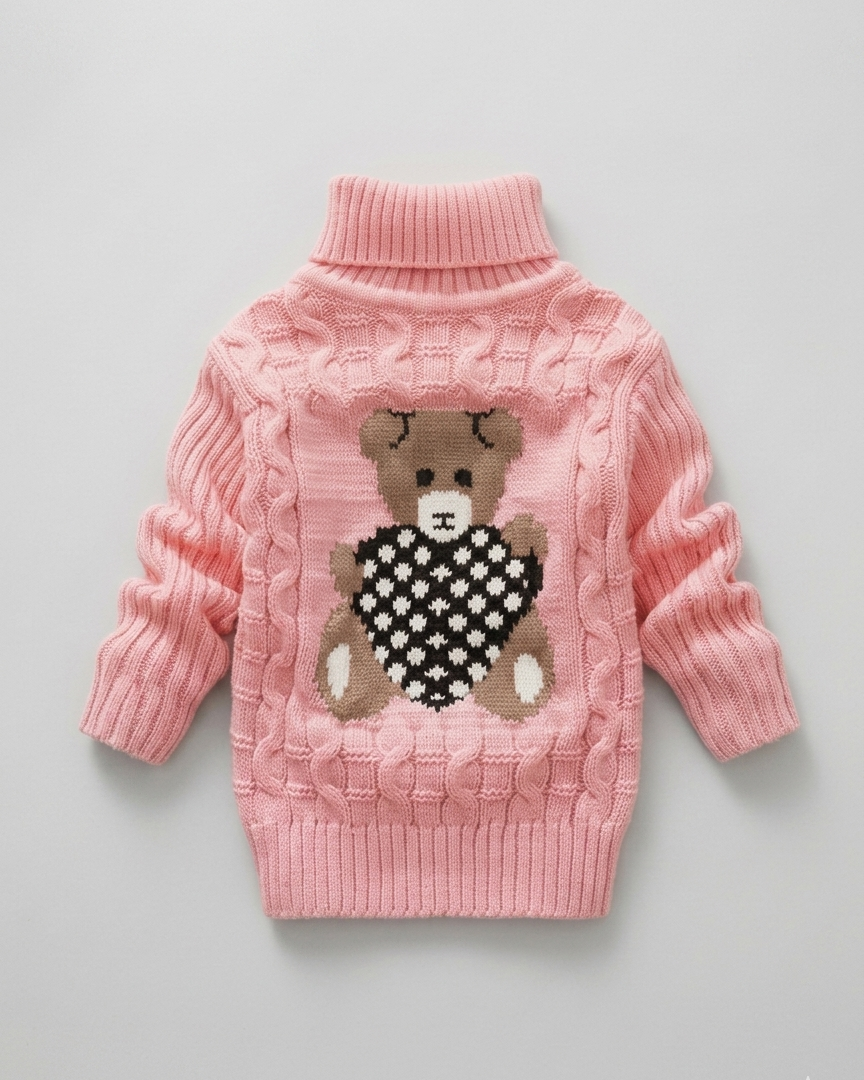 Suéter niño cuello alto de punto con oso, ropa infantil invierno Ideal para clima otoñal y  en España