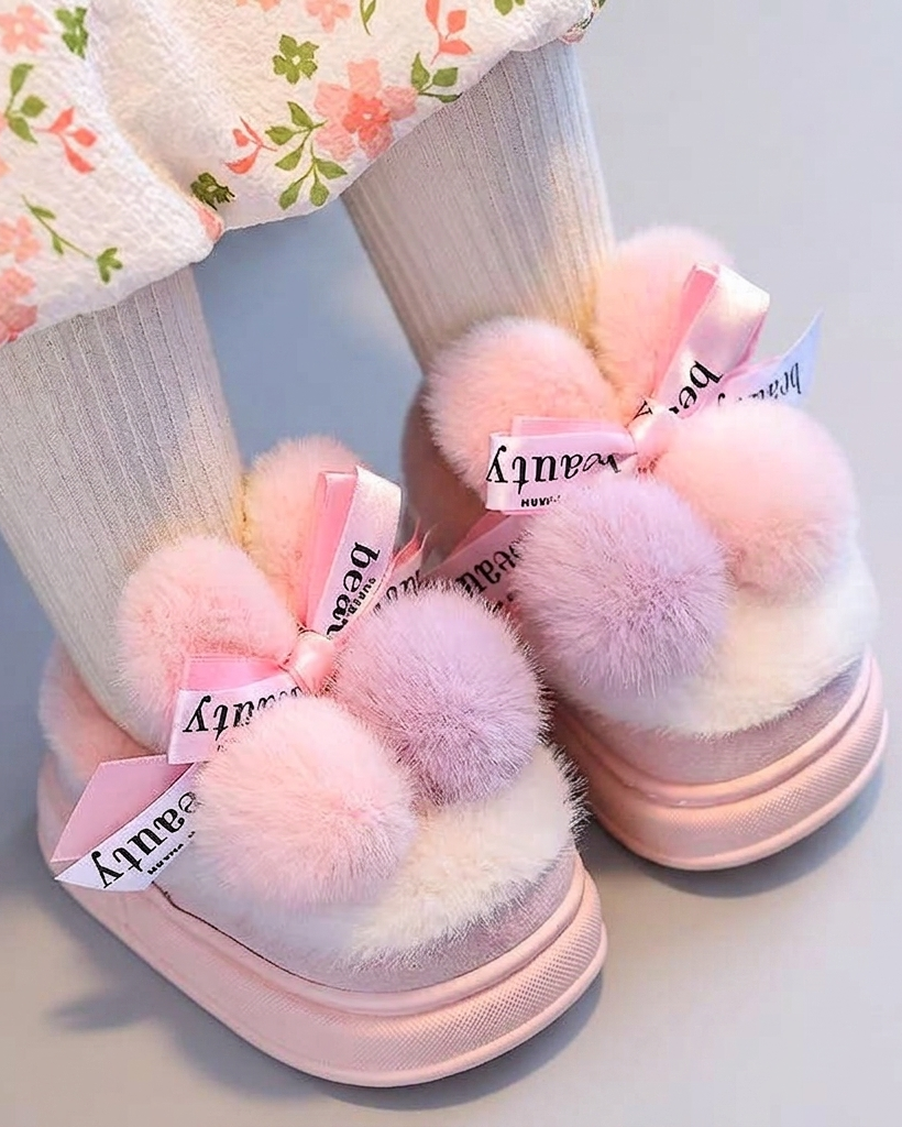 Pantuflas infantil Peluche Pompones Coloridos