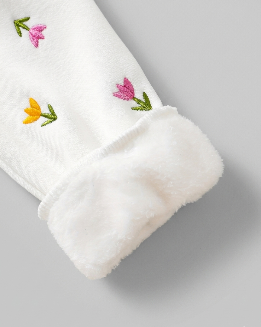 Conjunto niña 2 piezas con bordado de flores 3D otoño invierno,destacada para looks elegantes y sencillos en España