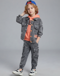 Conjunto Vaquero Niño 3 Piezas ,Chaqueta, Camiseta y Pantalón Cargo
