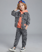 Conjunto Vaquero Niño 3 Piezas ,Chaqueta, Camiseta y Pantalón Cargo
