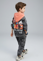Conjunto Vaquero Niño 3 Piezas ,Chaqueta, Camiseta y Pantalón Cargo