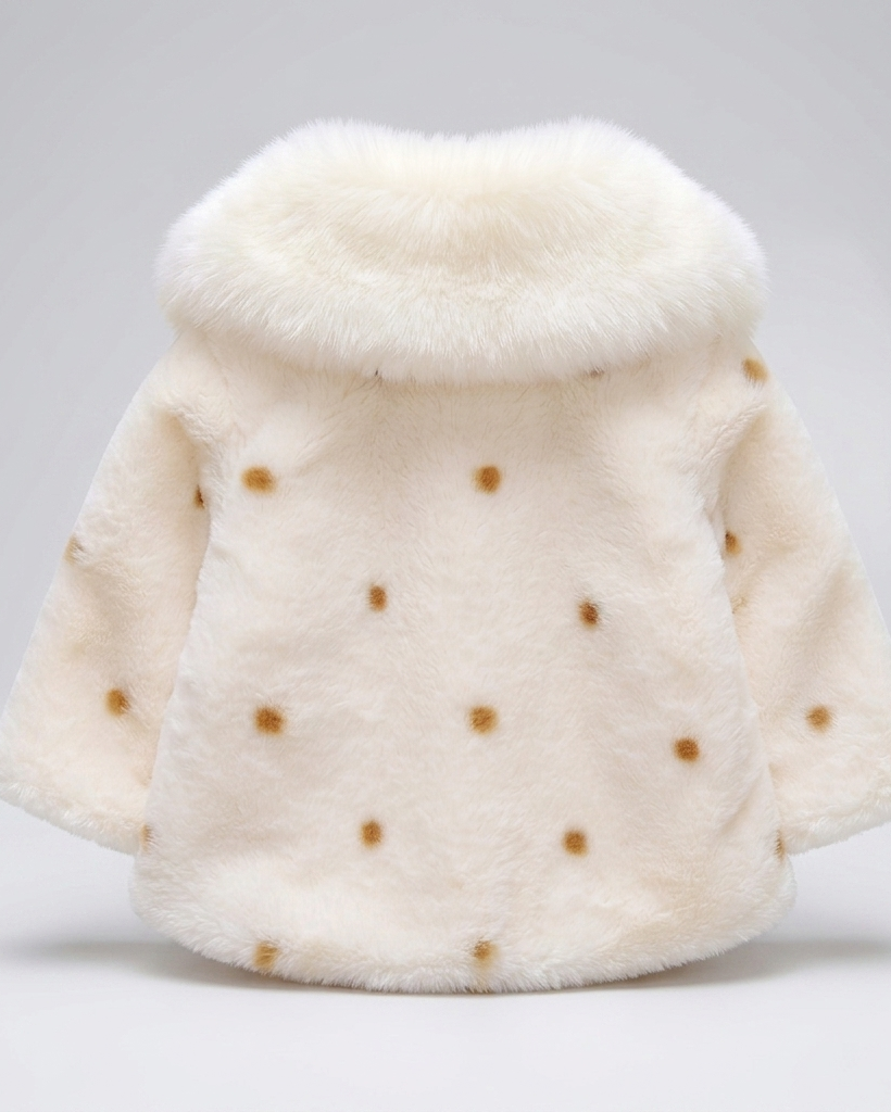 Abrigo niña invierno piel sintética suave  abrigo elegante clásico y moderno destacada para looks elegantes y en España