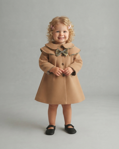 Abrigo Elegante para Niña con Boina a JuegoEstilo Clásico