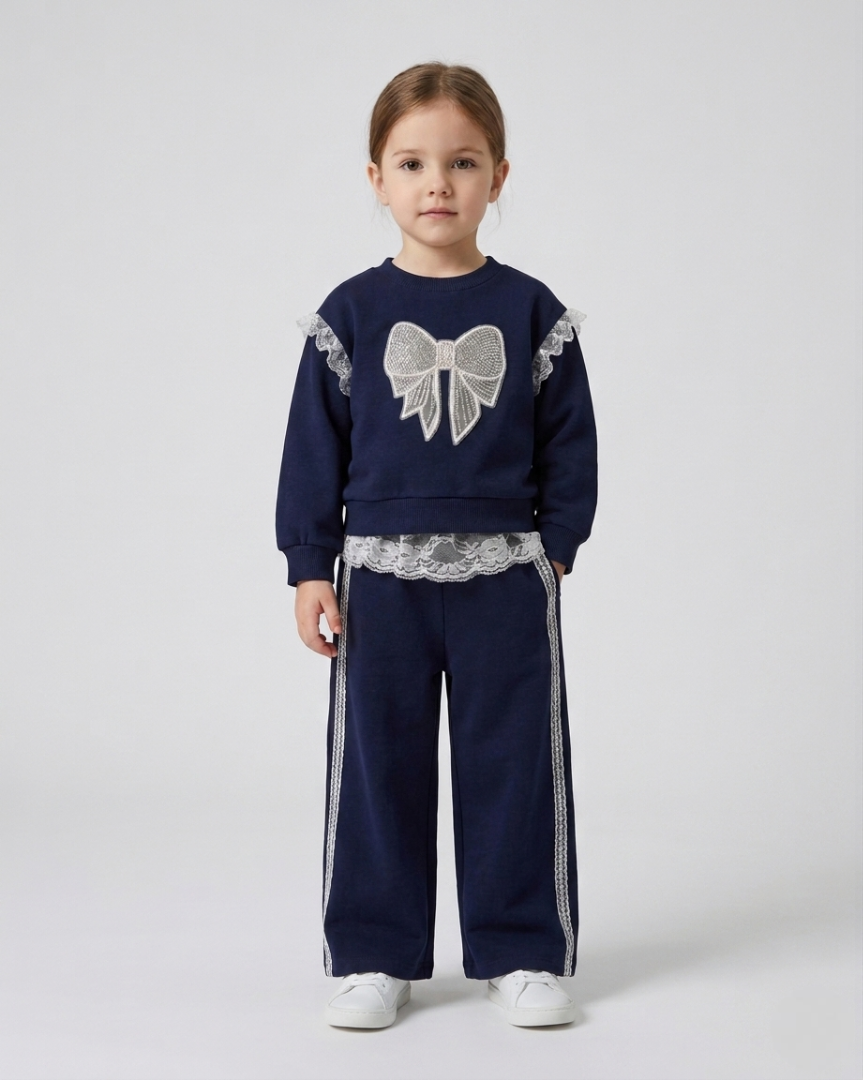 Conjunto niña invierno 2 piezas sudadera con lazo y falda pantalón elegante ropa niña,Ideal para primavera y para clima otoñal en España