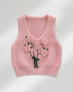 Conjunto niña 3 piezas ropa infantil (blusa, chaleco de punto y pantalón vaquero) para otoño y primavera en España