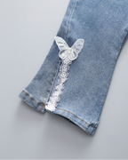 Conjunto niña 3 piezas ropa bebé niña – blusa rosa, chaqueta con conejo y pantalón vaquero con mariposas en España