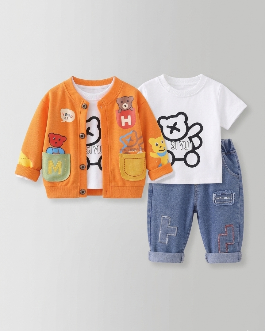 Conjunto bebé niño 3 piezas casual chaqueta camiseta y pantalón en España