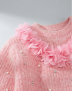 Suéter de Punto para Niña con Flores 3D de tul