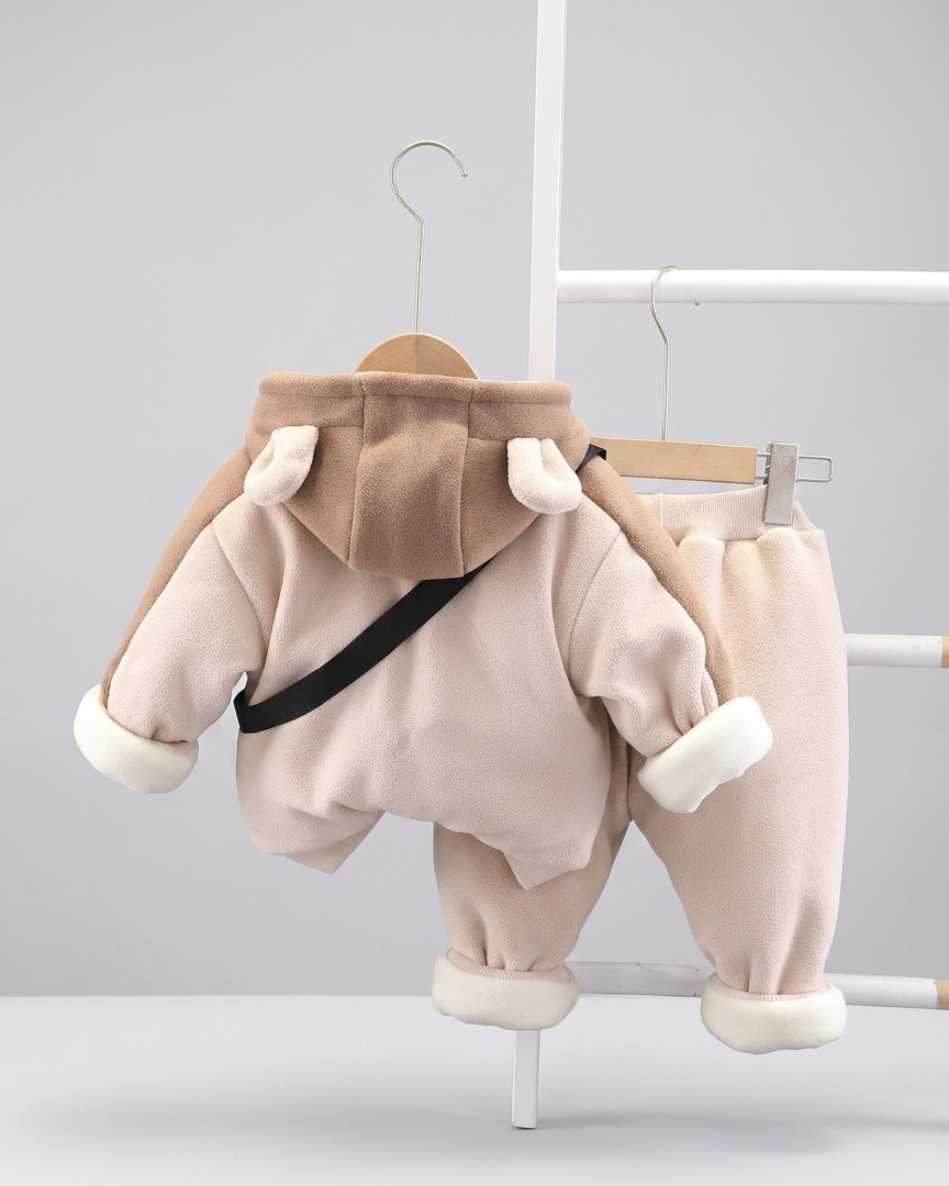 Conjunto bebé niño invierno 3 piezas: chaqueta, pantalón y bolso de oso , perfecto para los niños en España