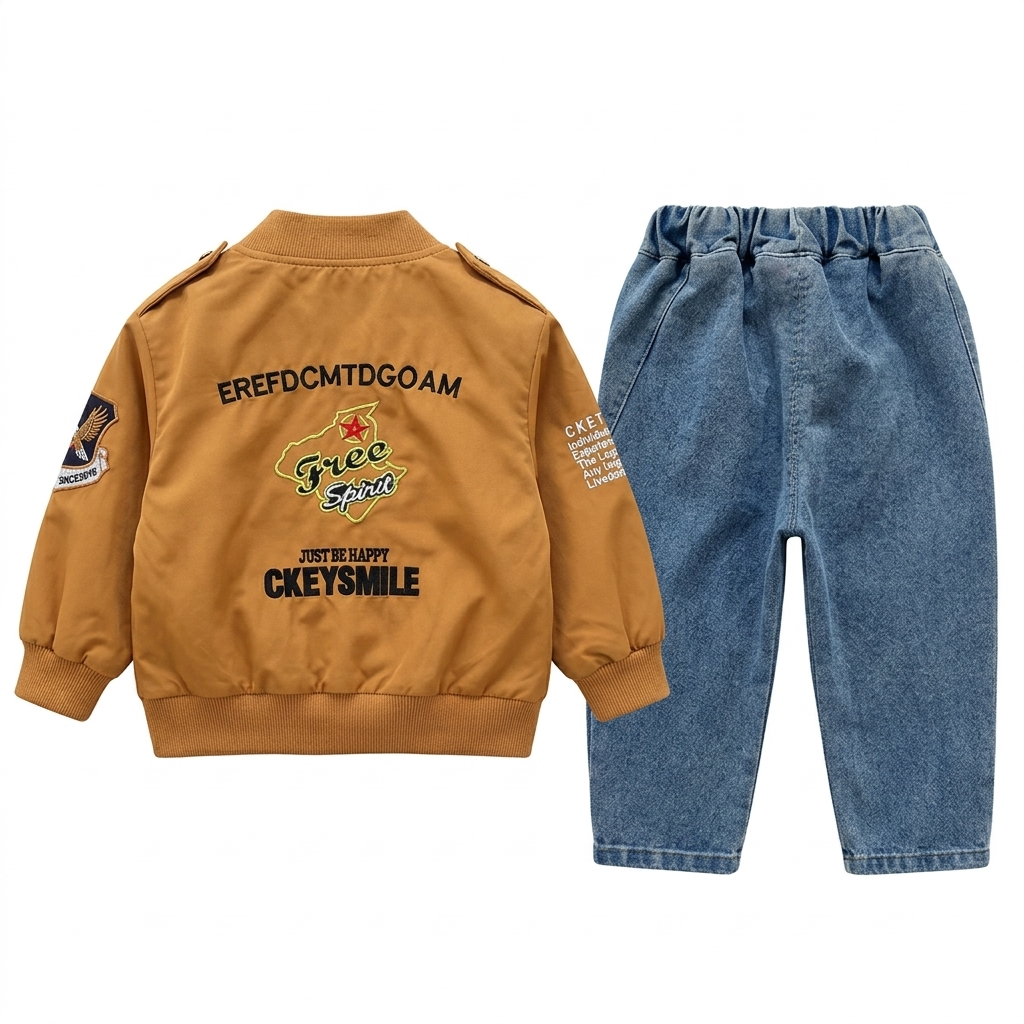 Conjunto bebé niño 3 piezas chaqueta piloto y pantalón vaquero en España