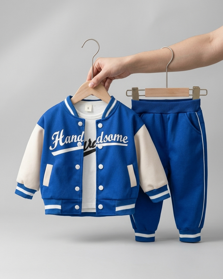 Conjunto deportivo infantil 3 piezas bebé y niño con chaqueta varsity y pantalón cómodo ropa niño en España
