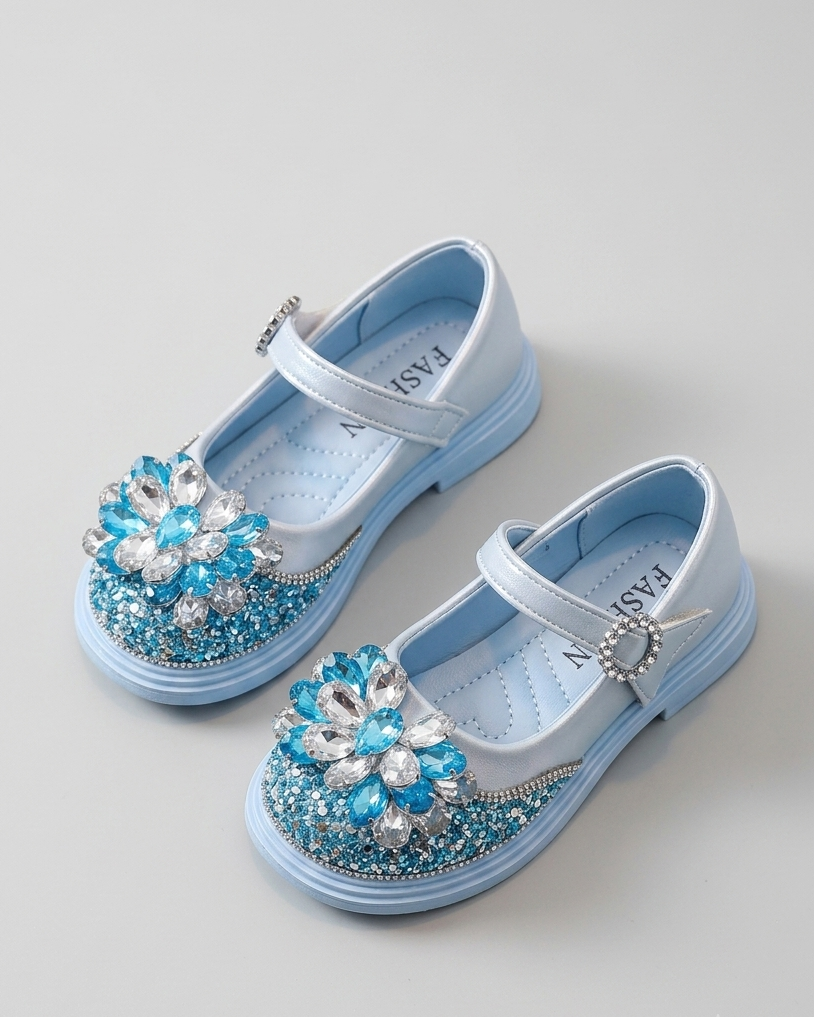 Zapato elegante para niña con diseño de flor de cristal brillante en España
