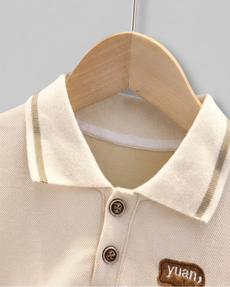 Conjunto niño otoño polo con pantalón y estampado de oso,Ideal para primavera  en España