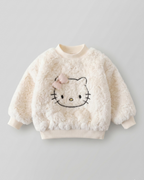 Conjunto niña invierno 2 piezas ropa niña felpa y vaquero con diseño de gatito,looks diarios adorables. o Ideal para primavera y para clima otoñal en España