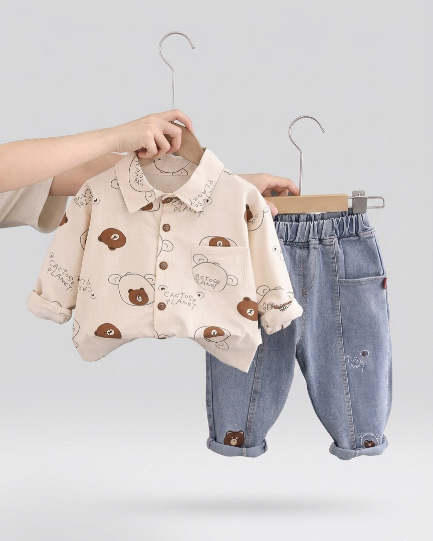 Conjunto niño invierno ropa bebé 2 piezas sudadera manga larga y pantalón vaquero en España