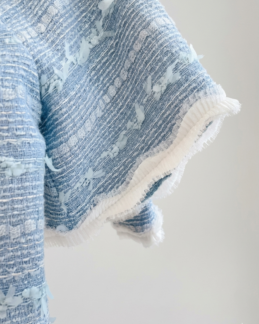 Conjunto niña 2 piezas chaqueta tweed y pantalón vaquero con perlas  en España