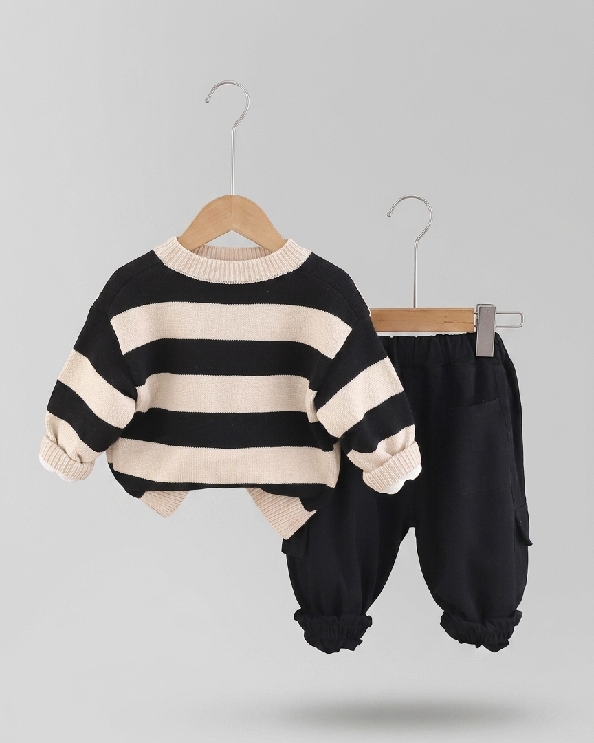 Conjunto bebé niño 3 piezas ropa infantil a rayas con pantalón cargo en España