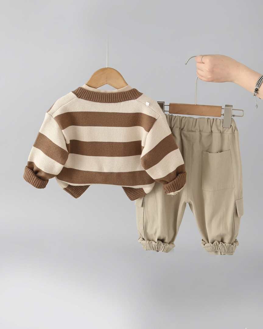 Conjunto infantil 3 piezas bebé y niño: suéter de punto, camiseta de algodón y pantalón cómodo  ropa bebé y ropa infantil invierno en España