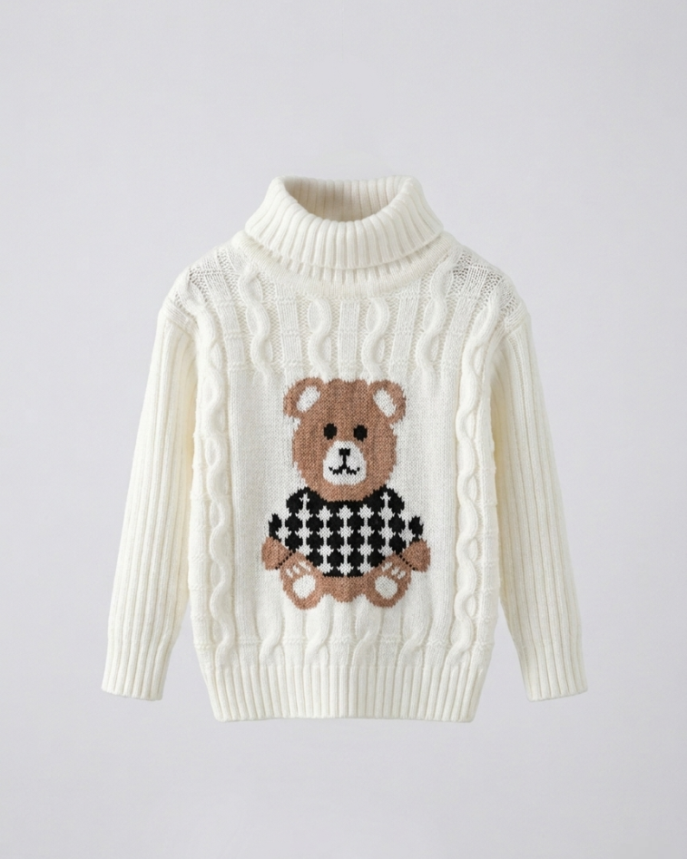 Suéter niño cuello alto de punto con oso ropa infantil invierno Ideal para clima otoñal y  en España