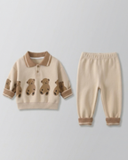Conjunto 2 piezas bebé niño invierno con estampado de dibujos animados y ositos vista completa