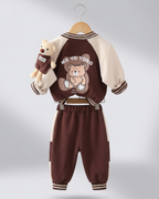 Conjunto deportivo bebé 3 piezas (chaqueta, camiseta interior de algodón y pantalón) con osito | chándal bebé, ropa bebé niño en España
